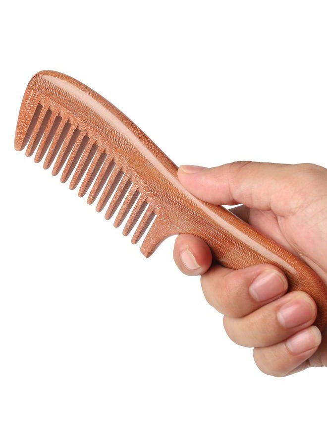 OneDor Handmade 100% Natural Red Sandalwood Hair Combs - Anti-Static Sandalwood Scent Natural Hair Detangler Wooden Comb (Wide Tooth) - Image 4
