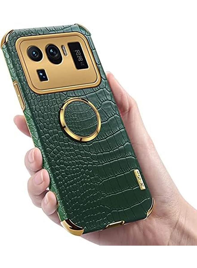 erorex Case For Mi 11 Ultra Ultra Thin Soft Tpu Crocodile Leather Shockproof Bumper With Ring Bracket And Camera Protection Protective Shock Absorption Bumper Soft Case 6.81" White - Image 5