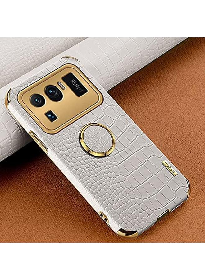 erorex Case For Mi 11 Ultra Ultra Thin Soft Tpu Crocodile Leather Shockproof Bumper With Ring Bracket And Camera Protection Protective Shock Absorption Bumper Soft Case 6.81" White - Image 4