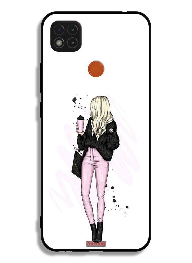 Tolwak Xiaomi Redmi 10A Protective Case Cover Girl Holding Coffee Cup Art - Image 2