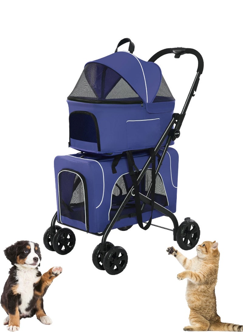 كيدل عربة الحيوانات الأليفة للطي عربة الحيوانات الأليفة الكلب والقط عربة الحيوانات الأليفة المزدوجة - Image 1