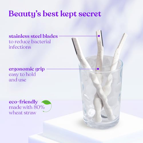 Bombae Reusable & Biodegradable Face & Eyebrow Razors for Women - 3 | Instant Glow & Painless Hair Removal | For Eyebrows, Upper Lip, Chin, Peach Fuzz, Forehead, Unibrow, Sideburns | Dermaplaning tool | Korean Skincare| Safe For all Skin Types - Image 5