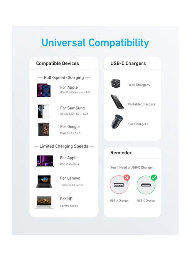 Anker 322 USB-A to USB-C 6ft, 1.8m Braided Cable A81H6H21 White - Image 3