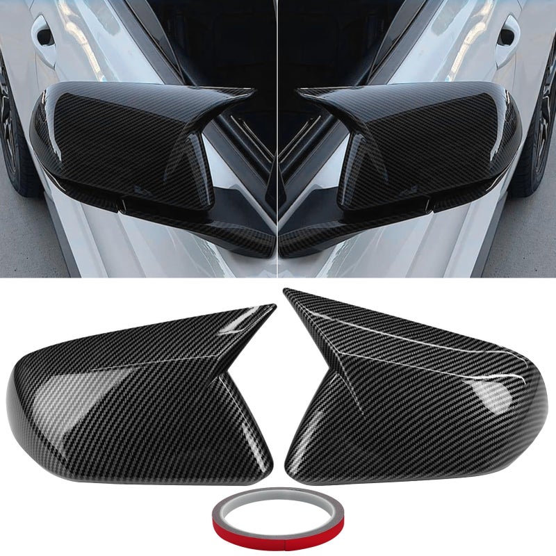 Moonlinks Compatible with 20152024 Ford Mustang Side Ox Horn Mirror Cover Overlay Without Turn SignalCarbon Fiber LH  RH Side Door Exterior Rearview Mirror Cap Trim