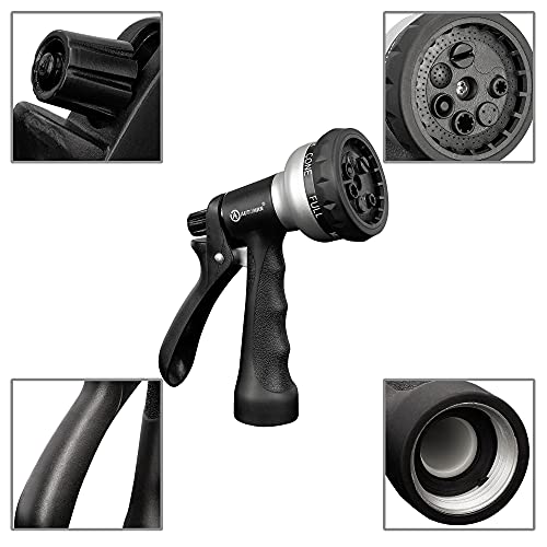 AUTOMAN-Garden-Hose-Nozzle, ABS Water Spray Nozzle, 7 Adjustable Watering Patterns, Slip Resistant for Watering Plants, Lawn& Garden, Washing Cars, Cleaning, Showering Pets & Outdoor Fun.Silver Color - Image 3