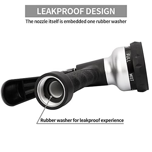 AUTOMAN-Garden-Hose-Nozzle, ABS Water Spray Nozzle, 7 Adjustable Watering Patterns, Slip Resistant for Watering Plants, Lawn& Garden, Washing Cars, Cleaning, Showering Pets & Outdoor Fun.Silver Color - Image 4