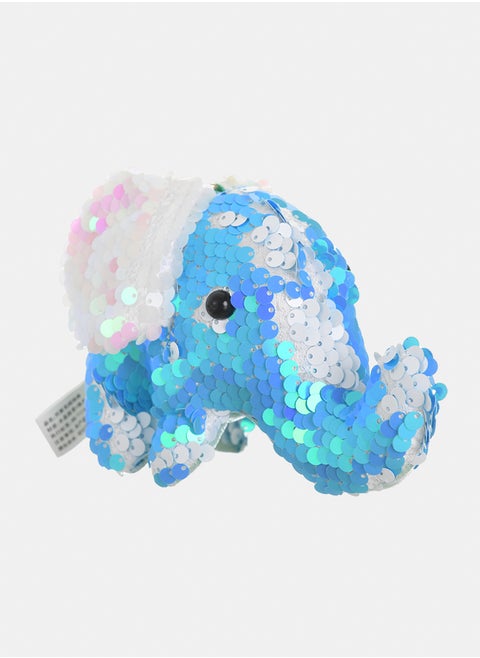 A medallion in the shape of an elephant with sequins
