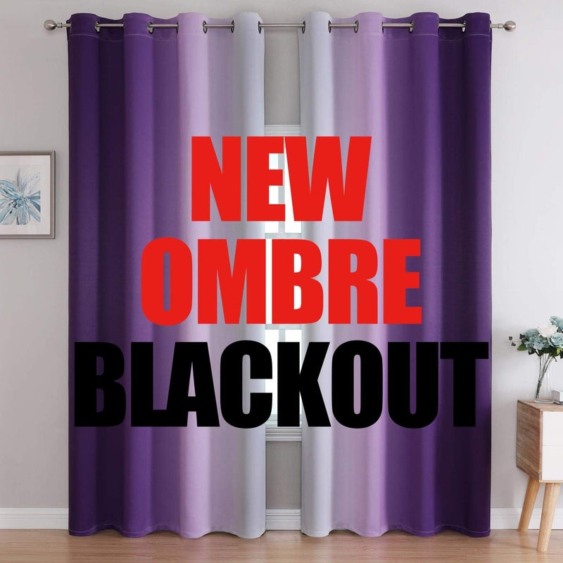 G2000 Blackout Curtains & Drapes for Bedroom Living Room 84 Inches Long Purple and Greyish White Room Darkening Window Treatments Ombre Thermal Insulated Light Blocking Grommet Backdrop 2 Panels Set - Image 1