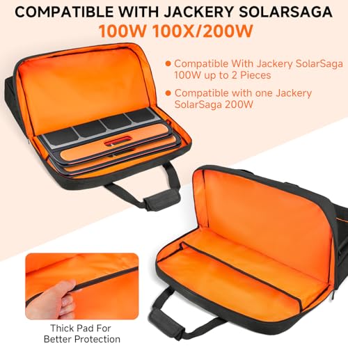 MRINCA Solar Panel Storage Bag Compatible with Jackery SolarSaga 100/100X/200W & Anker Solix PS100/PS200, Portable Travel Carrying Case with Shoulder Strap & Internal Pockets, Black - Image 2