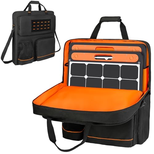 MRINCA Solar Panel Storage Bag Compatible with Jackery SolarSaga 100/100X/200W & Anker Solix PS100/PS200, Portable Travel Carrying Case with Shoulder Strap & Internal Pockets, Black - Image 1