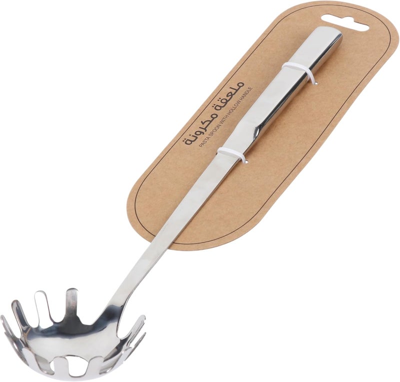 B&D Stainless Steel Pasta Serving Spoon with Crown Design Handle - Image 1