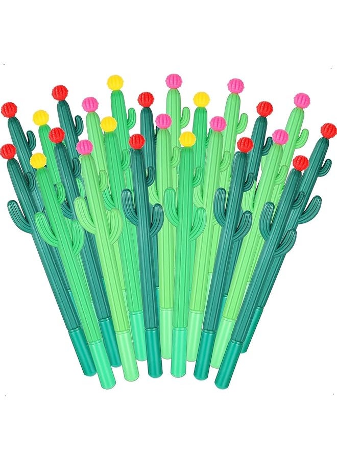 X spring - Gel Pens 24 Pieces Cactus Pens Cactus Shaped Roller Pens Kids Green Cactus Pens Saguaro Shaped Pen Black Gel Ink With Flower For Classroom Office School Student Gift Supplies Cactus - Image 1