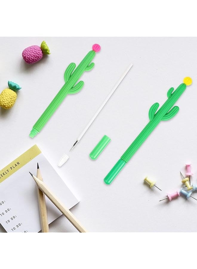 X spring - Gel Pens 24 Pieces Cactus Pens Cactus Shaped Roller Pens Kids Green Cactus Pens Saguaro Shaped Pen Black Gel Ink With Flower For Classroom Office School Student Gift Supplies Cactus - Image 1