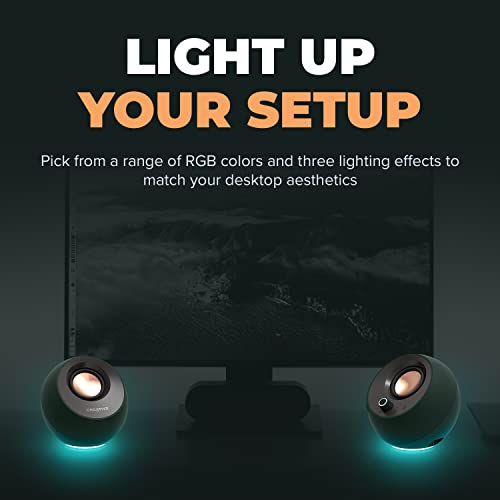 Creative مكبرات صوت كمبيوتر كرييتف بيبل برو مينيملست 2.0 مع USB-C وبلوتوث 5.3 وإضاءة RGB قابلة للتخصيص، حوار واضح وتقنية باس فليكس، صوت USB، منفذ سماعة، لجهاز الكمبيوتر وماك - Image 2