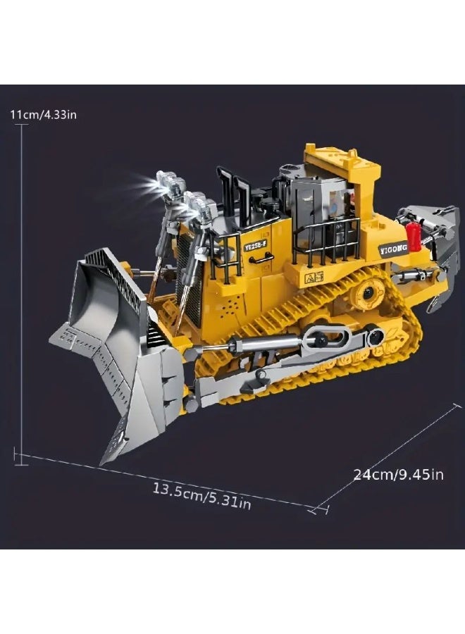 Truck 11-Channel Remote Control Bulldozer Toy – 2.4GHz Full Functional RC Construction Dozer with Metal Blade & Ripper, LED Lights & Sound, 1:20 Scale Realistic Tractor for Kids Ages 6-10+ | Durable ABS Plastic & Rubber Tracks | Great Gift for Boys & Aspiring Builders - Image 4