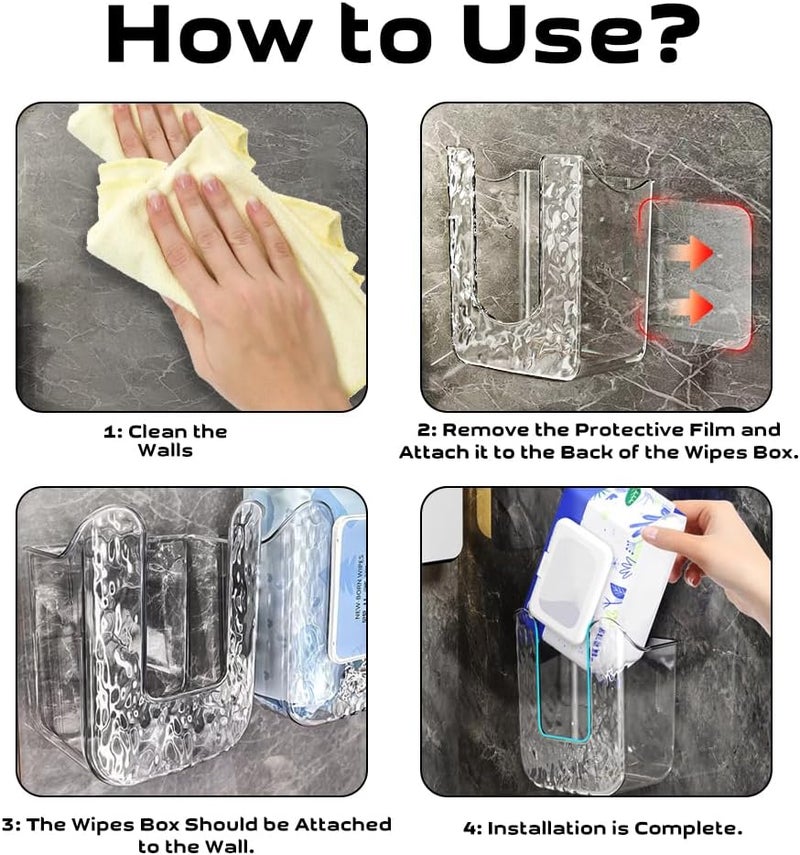 Abnaok Kitchen Wipes Storage Box Abnaok 2PCS WallMounted Tissue Box Flushable Wipes Holder for Bathroom Refillable Wipes Container Box NonSlip Toilet Wipes Container Keeps Wipes Fresh - Image 4