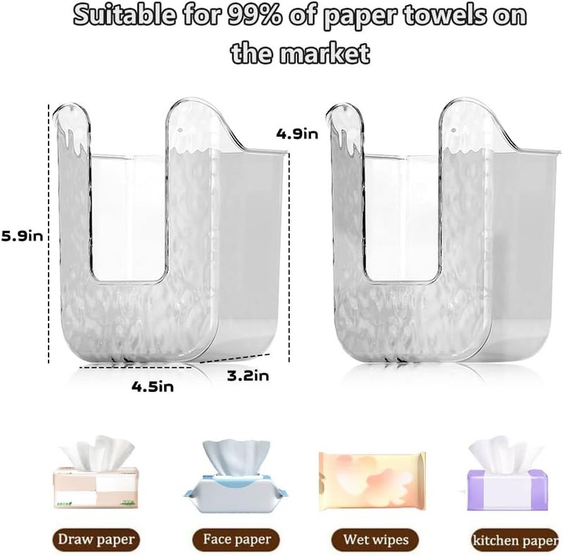 Abnaok Kitchen Wipes Storage Box Abnaok 2PCS WallMounted Tissue Box Flushable Wipes Holder for Bathroom Refillable Wipes Container Box NonSlip Toilet Wipes Container Keeps Wipes Fresh - Image 2