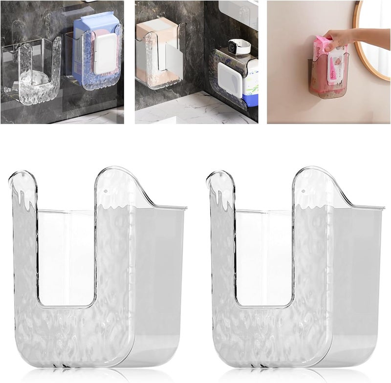 Abnaok Kitchen Wipes Storage Box Abnaok 2PCS WallMounted Tissue Box Flushable Wipes Holder for Bathroom Refillable Wipes Container Box NonSlip Toilet Wipes Container Keeps Wipes Fresh - Image 1