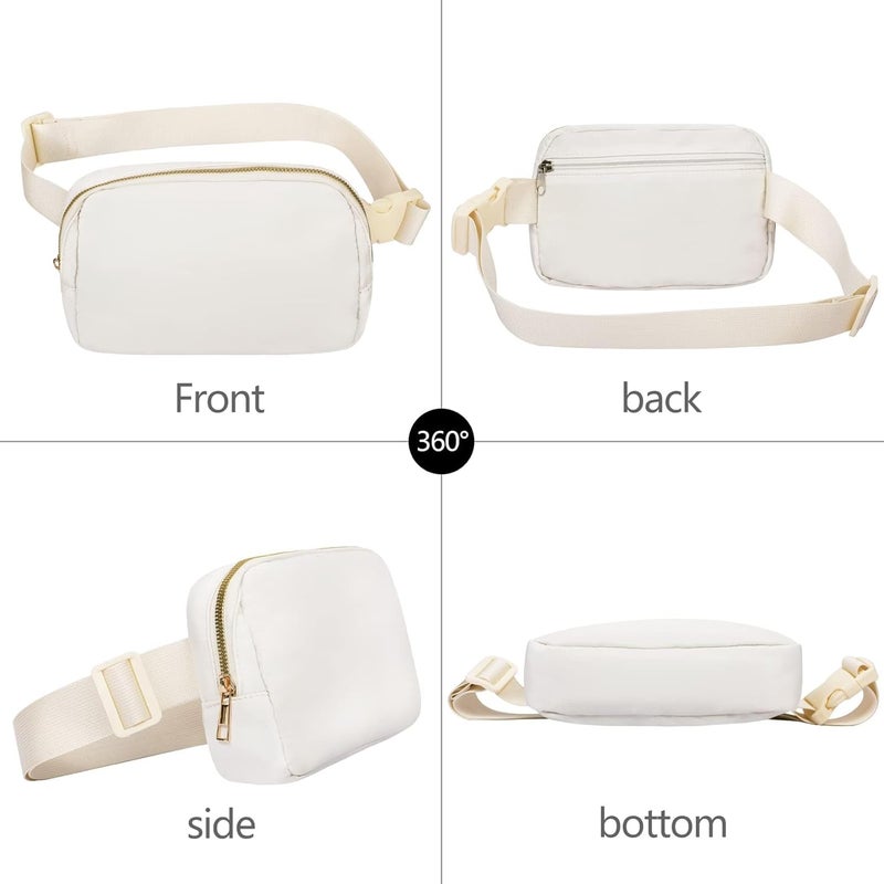 VOROLO Fanny Pack For Women And Men Crossbody Bag Belt Bag with Adjustable Strap, Off White, One Size, 1 Pack Fanny Pack - Image 2
