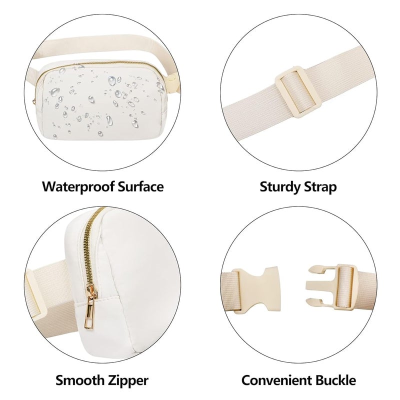 VOROLO Fanny Pack For Women And Men Crossbody Bag Belt Bag with Adjustable Strap, Off White, One Size, 1 Pack Fanny Pack - Image 4