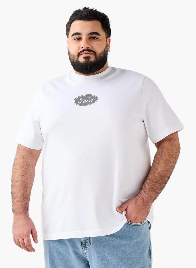 ماكسيم Men Regular Fit Crew Neck Short Sleeves Ford Mustang Print T-shirt