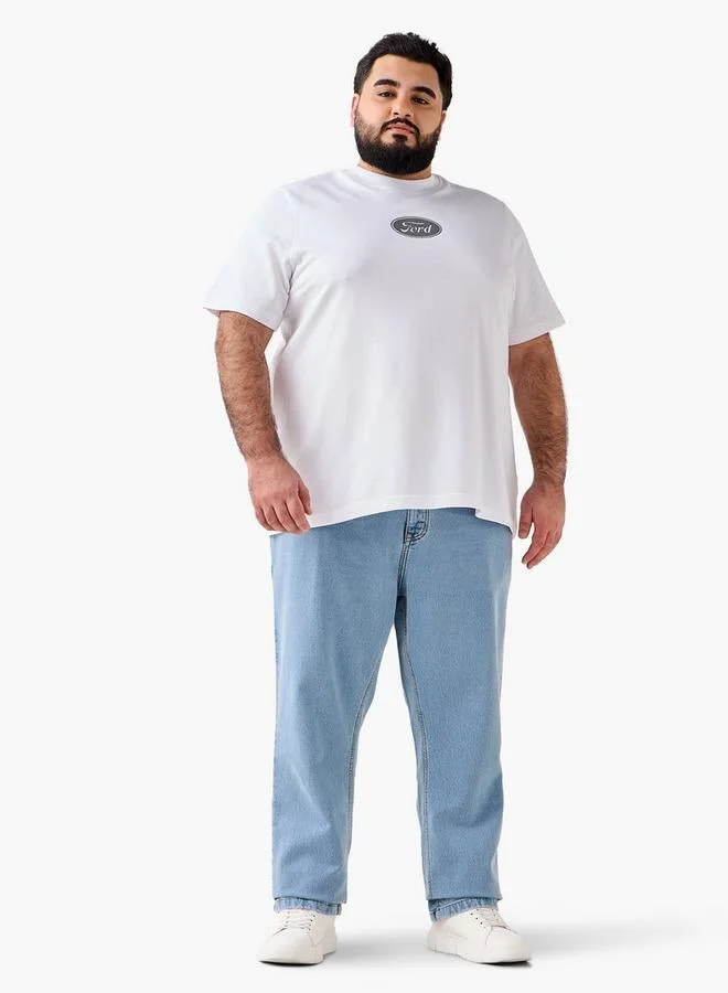 ماكسيم Men Regular Fit Crew Neck Short Sleeves Ford Mustang Print T-shirt