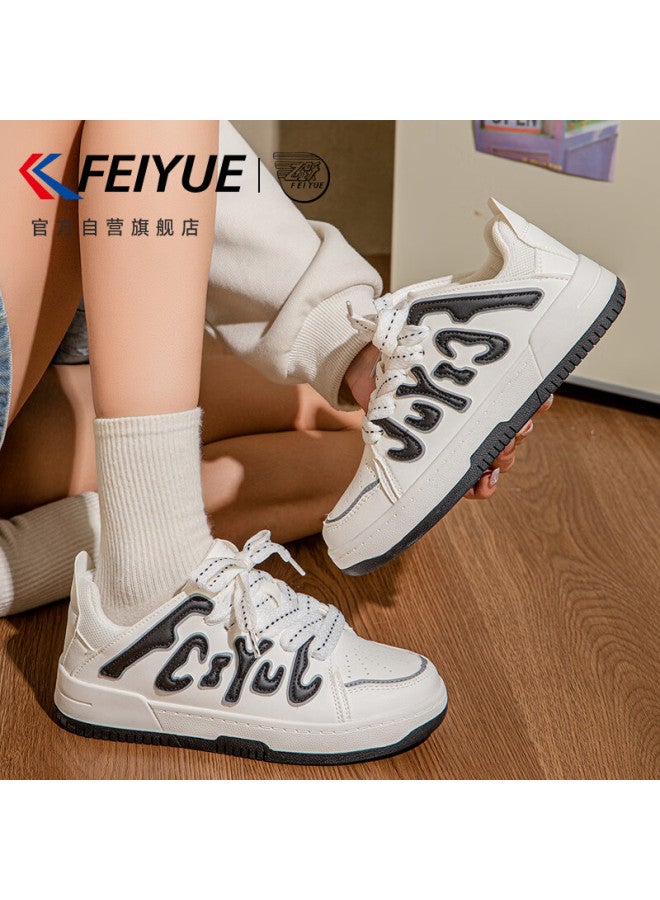 Feiyue Official Men's Sneakers, Men's Skateboard Shoes, New Winter Style, Thickened Warm Casual Shoes For Men, White And Black, Size 44 - Image 1