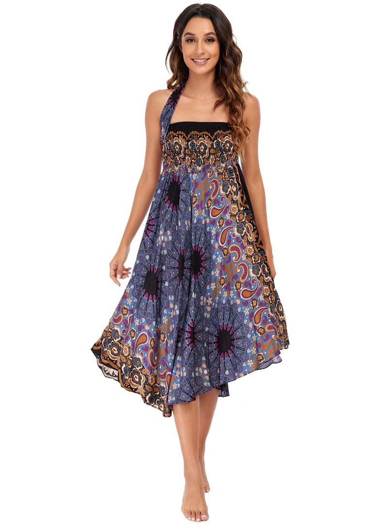 Loquat Casual Dress Half Skirt Beach Vacation Skirt Two Dresses Full Skirt Multicolour  - Image 1
