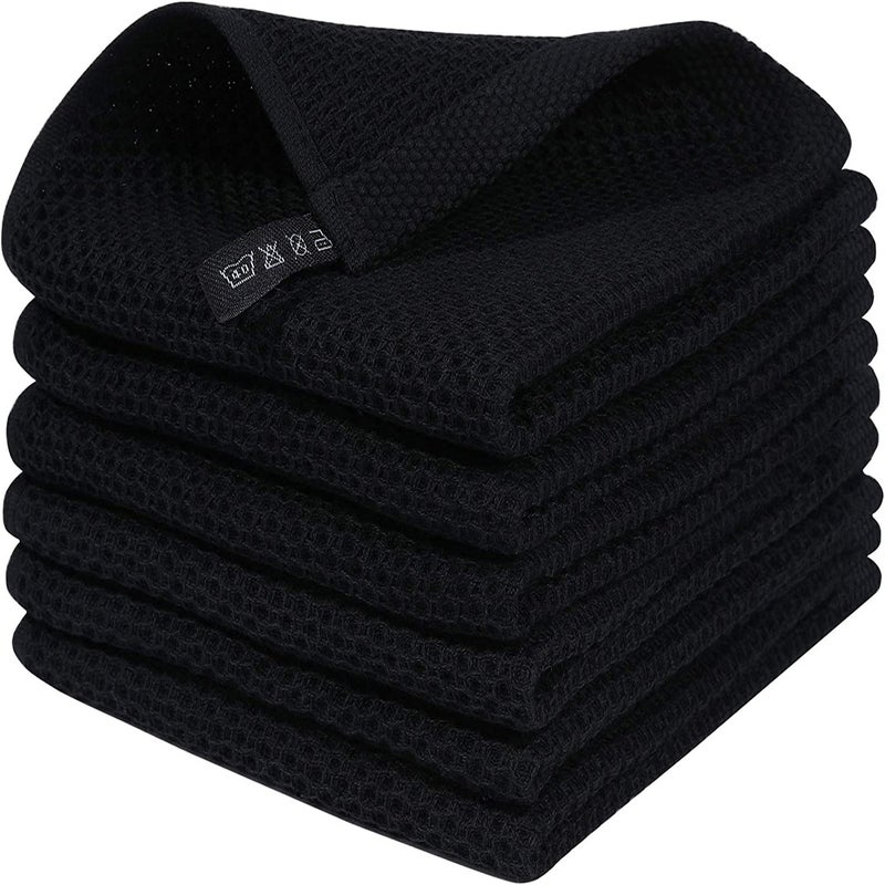 مجموعة مناشف المطبخ القطنية النقية بنمط خلية النحل - سهلة التنظيف مع مشبك للتعليق، بسعر الجملة - Image 3