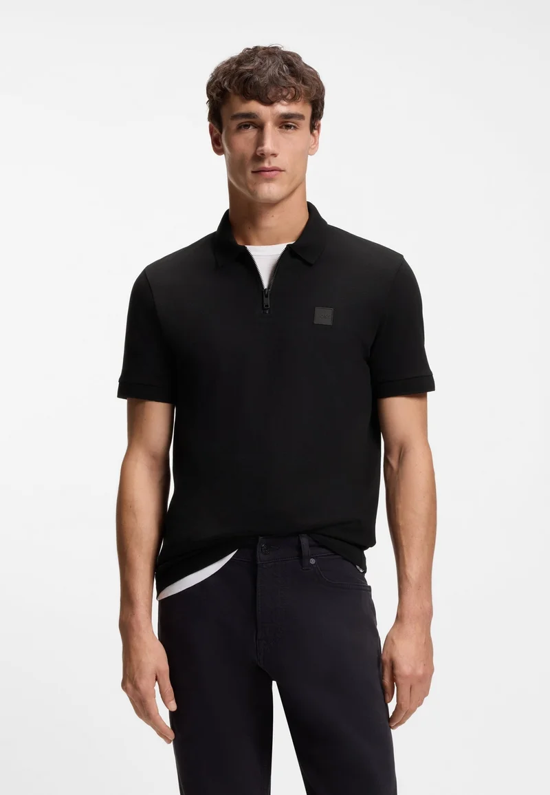بوس Stretch-cotton slim-fit polo shirt with logo patch