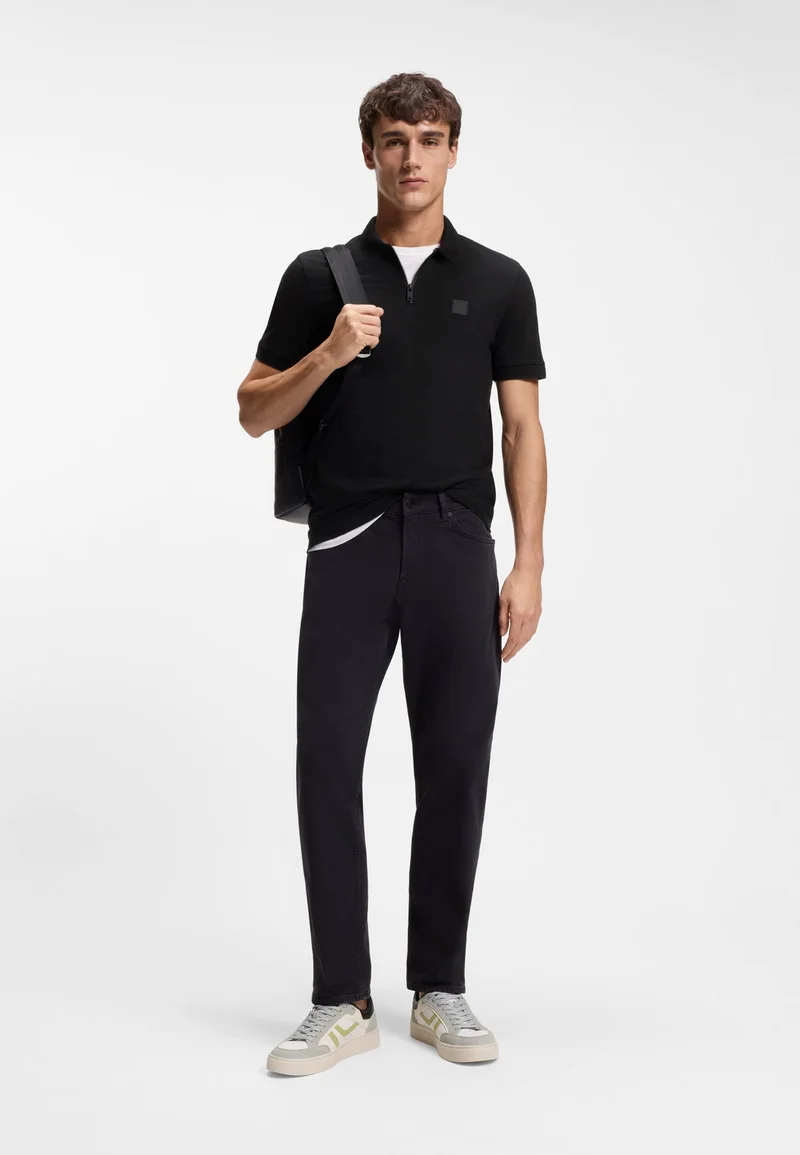 BOSS Black Stretch-cotton slim-fit polo shirt with logo patch for Men | Best Price UAE