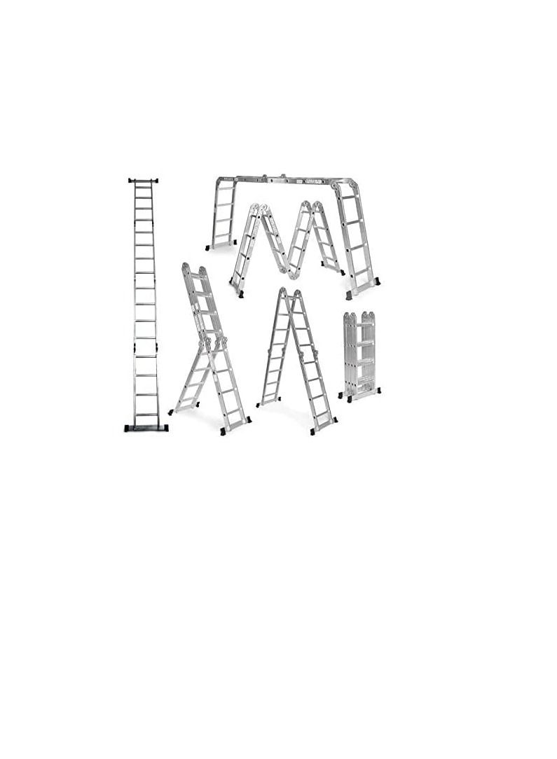 ROBUSTLINE Robustline Multi Purpose Folding Step Ladder Platform Extendable Scaffold Ladder Aluminum 7 in 1 Extension Step Lightweight (4x4)  - Image 1
