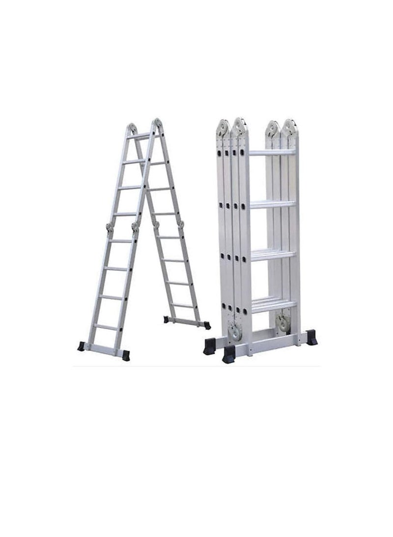 ROBUSTLINE Robustline Multi Purpose Folding Step Ladder Platform Extendable Scaffold Ladder Aluminum 7 in 1 Extension Step Lightweight (4x4)  - Image 2
