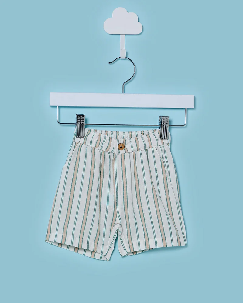 Redtag Infant Boys White And Striped Shorts