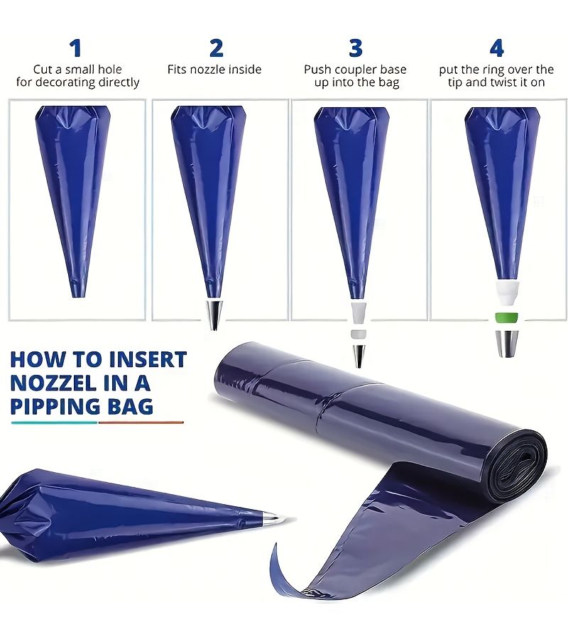 Blue Disposable Plastic Piping Bags 12 Inches Food Grade Pastry Bags for Dessert Decorating Ultra Thick Durable Roll - Image 4