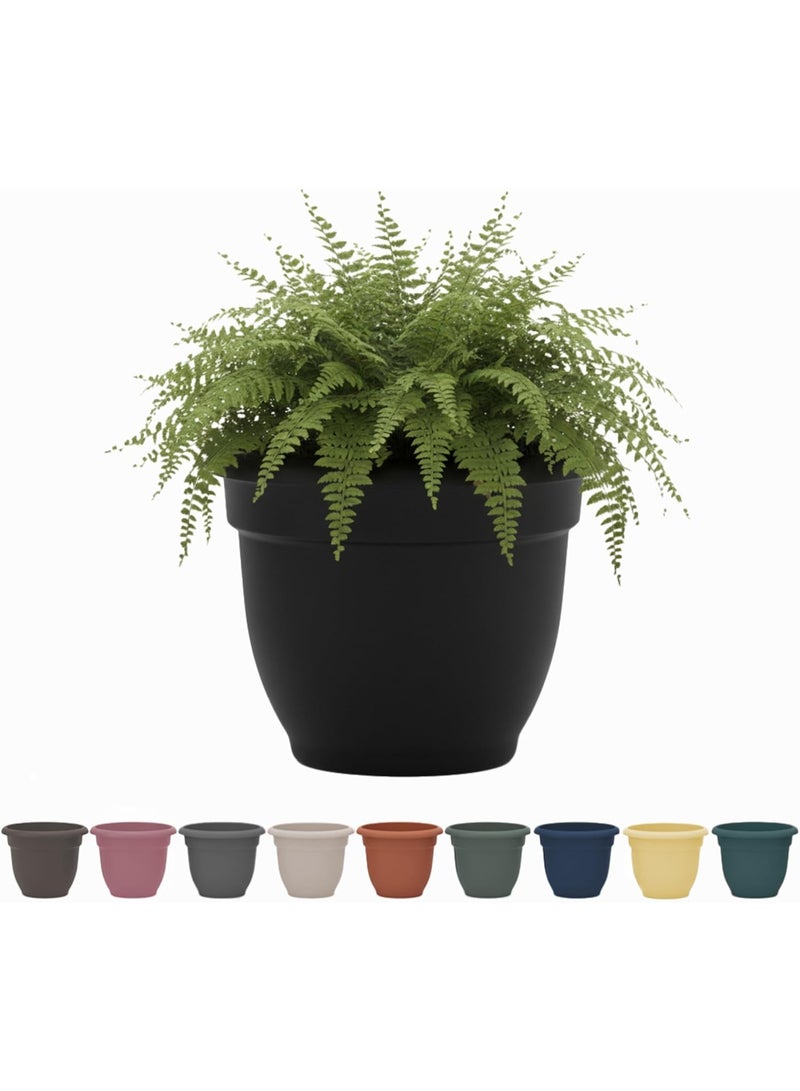 Bloem 6 Inch Self Watering Plastic Planter Pot Black Indoor Outdoor Garden Flower Pot with Drainage and Reservoir - Image 1