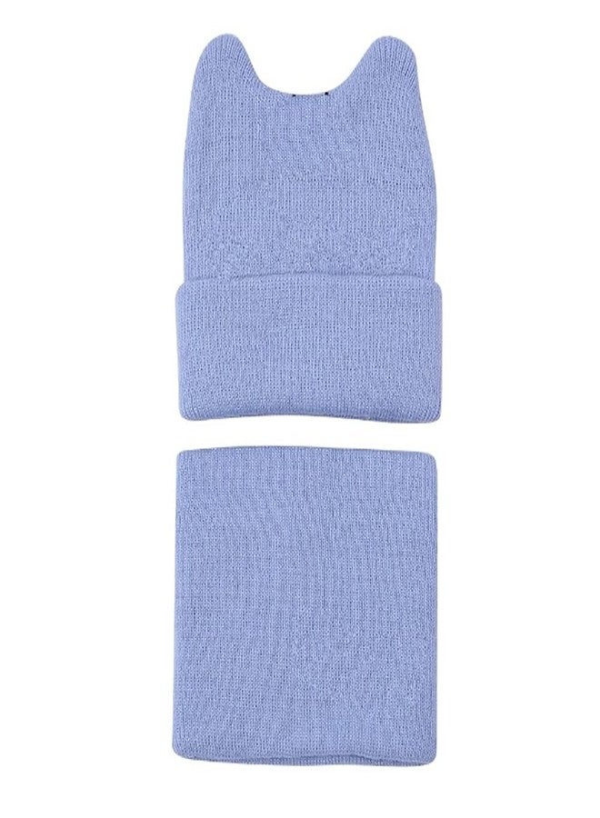 Niue Combo of Kids Star Design Baby Winter Hat Warm Woolen Knit Hats & Neck Warmer Set (Sky Blue,1-3 Years) - Image 2