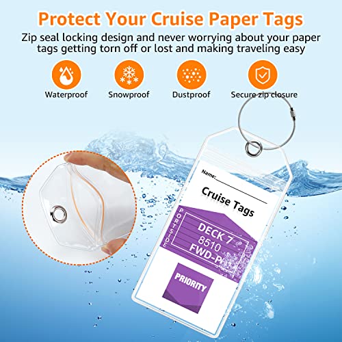 GOSGOON1E Premium Cruise Luggage Tag Holder for Carnival, NCL, Princess, MSC Cruise Ship Essentials Must Haves in 2025-2026 by GOSGOON1E, Clear Wide Plastic Cruise Travel Essentials Tags Waterproof (4 Pack) - Image 4