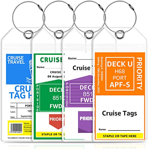 GOSGOON1E Premium Cruise Luggage Tag Holder for Carnival, NCL, Princess, MSC Cruise Ship Essentials Must Haves in 2025-2026 by GOSGOON1E, Clear Wide Plastic Cruise Travel Essentials Tags Waterproof (4 Pack) - Image 1