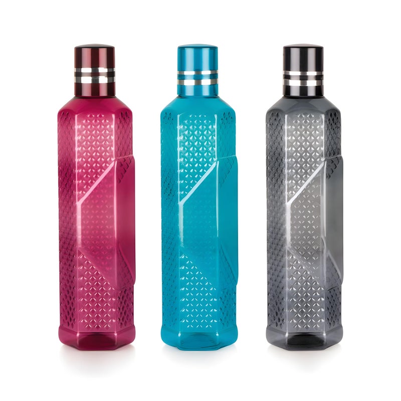Homeor Unbreakable Plastic Water Bottle I Leak Proof I BPA Free Food Grade Fridge Water Bottle I Ideal for Gym, Office, Home, Travel, College, Easy to Clean, 1 Litre Each, Set of 3, Assorted - Image 5