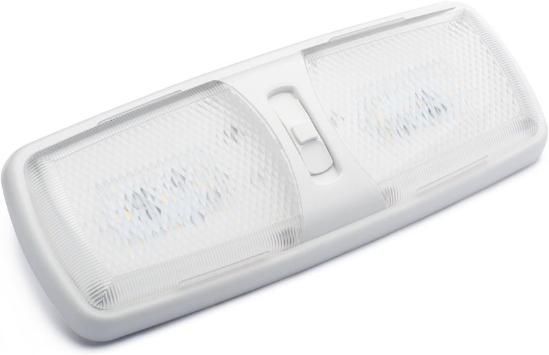 Lumitronics Designer Double LED RV Dome Light with 3-Way Switch and Removable Lenses - Image 1