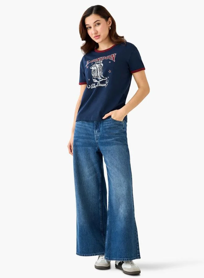 Lee Cooper Lee Cooper Regular Fit Cotton T-shirt with Print