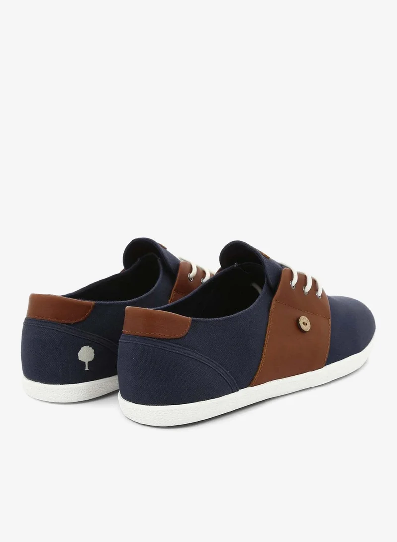 Faguo Cypress - Navy and Tawny Cotton and Leather Trainers