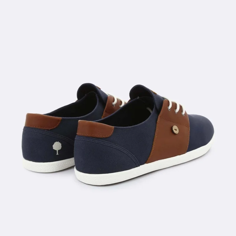 Faguo Cypress - Navy and Tawny Cotton and Leather Trainers