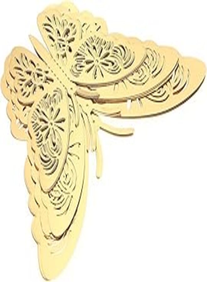 12pcs/set Vivid 3D Butterfly Wall Stickers Removable Mural Stickers DIY Art Wall Decals Decor with Glue for Bedroom Wedding Party-Gold