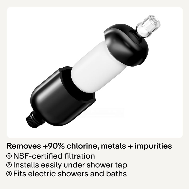 HELLO KLEAN Shower Filter in Beige - Filter Unwanted Metals, Chlorine & Impurities Found in Shower Water - Improves Quality of Skin & Hair - Quick Easy Install For In-Line & Electric Shower - Image 2