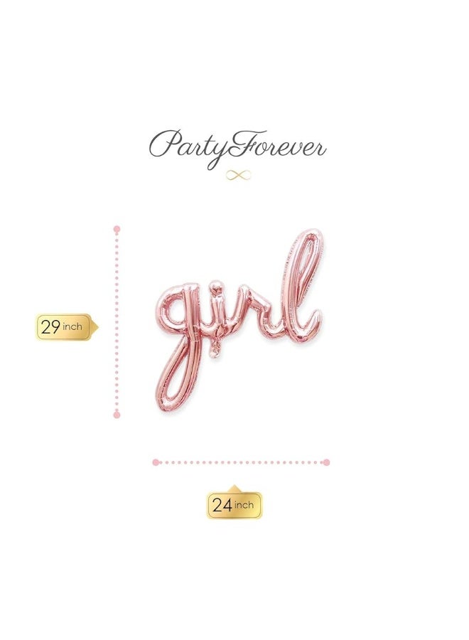 PartyForever Baby Girl Balloon Rose Gold Letters for Baby Shower Decorations, Girl Gender Reveal Foil Balloons Letters Banner - Image 2