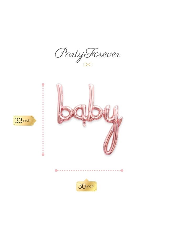 PartyForever Baby Girl Balloon Rose Gold Letters for Baby Shower Decorations, Girl Gender Reveal Foil Balloons Letters Banner - Image 3