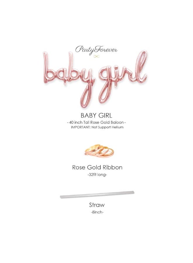 PartyForever Baby Girl Balloon Rose Gold Letters for Baby Shower Decorations, Girl Gender Reveal Foil Balloons Letters Banner - Image 4
