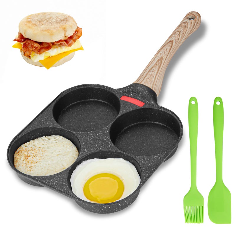MyLifeUNIT Egg Frying Pan 4Cup Egg Pan Nonstick Fried Egg Pan Skillet for Breakfast Pancake Hamburger Sandwiches Suitable for Gas Stove Induction Cookware